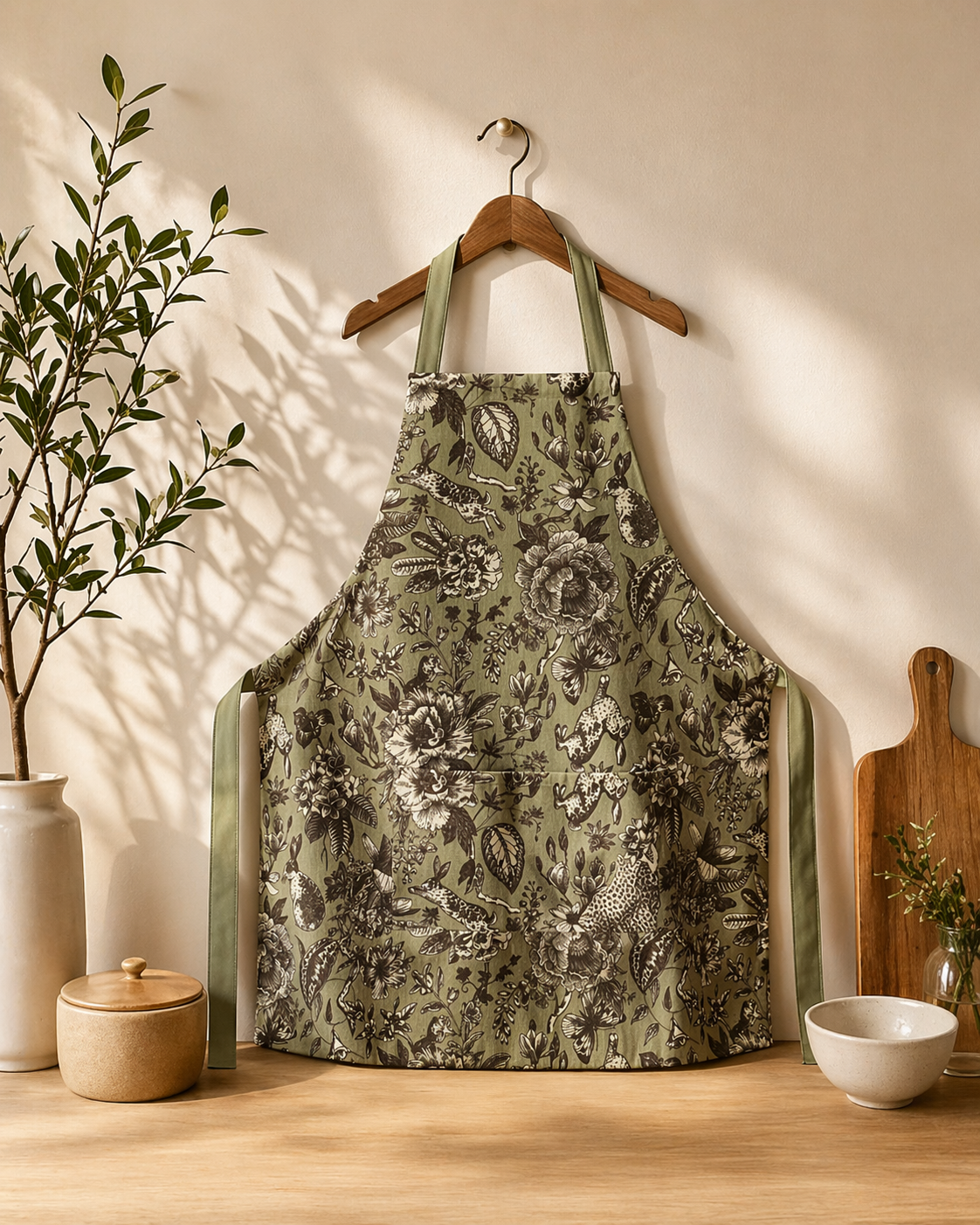 Delantal Toile Conejos Verde